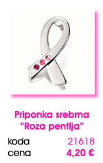 Priponka srebrna 'Roza pentlja'